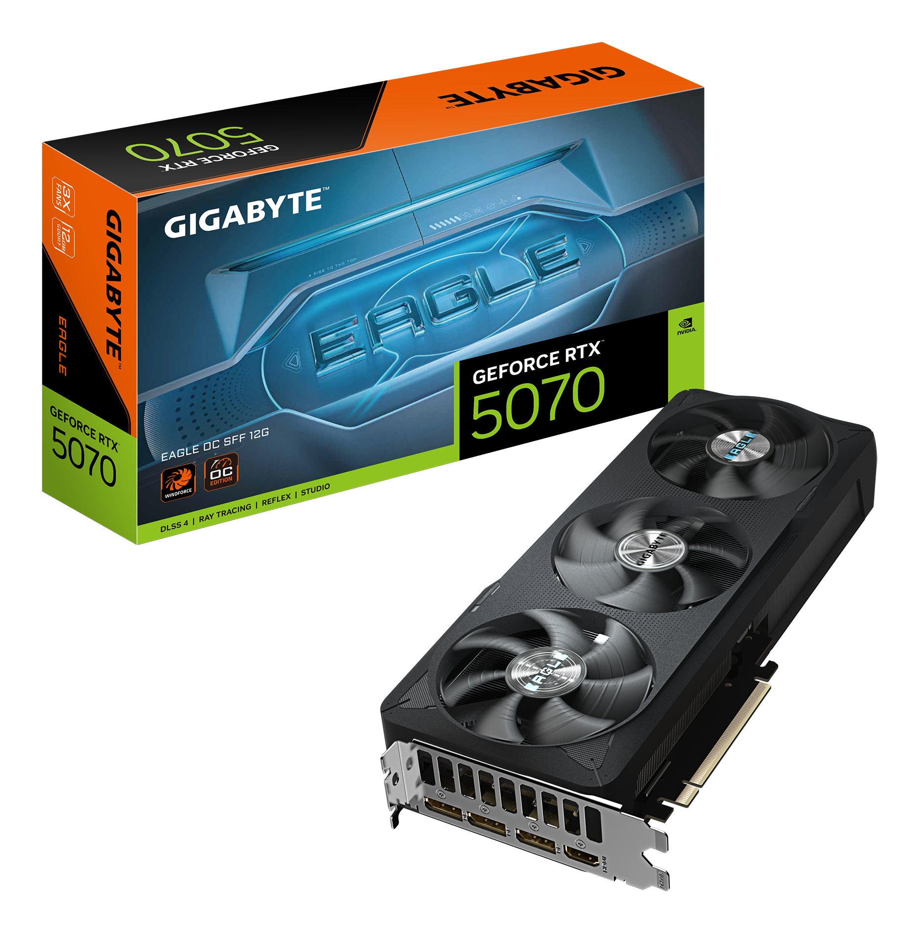 GIGABYTE GeForce RTX 5070 EAGLE OC SFF 12G 12GB GDDR7, 192bit, PCI-E 5.0, 2587 MHz Core Clock, 3 x DP 2.1b, 1 x HDMI 2.1b, NVIDIA DLSS 4, GV-N5070EAGLE - GV-N5070EAGLE OC-12GD