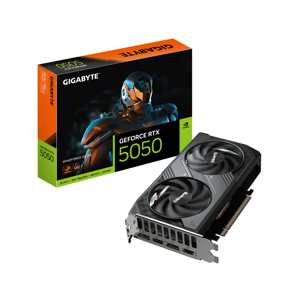 Gigabyte Windforce GeForce RTX 5050 graphics card with two fans
