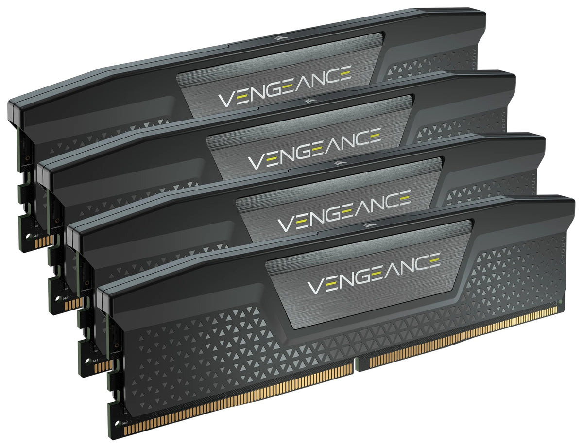 Four black Corsair Vengeance desktop memory modules