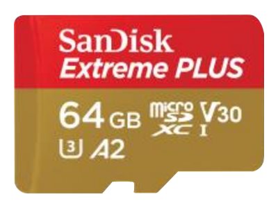 SanDisk Extreme Plus with SD 64GB microSDXC Memory Card SDSQXBU-064G-GN6MA