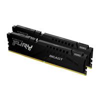 Two Kingston FURY Beast memory modules with black heat spreaders