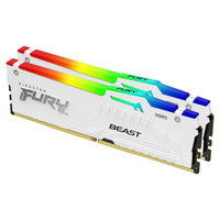 Two Kingston FURY Beast memory modules with white heat spreaders and RGB lighting