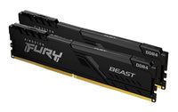 Two Kingston FURY Beast memory modules with black heat spreaders