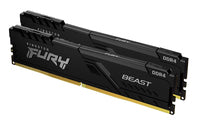 Two Kingston FURY Beast memory modules with black heat spreaders