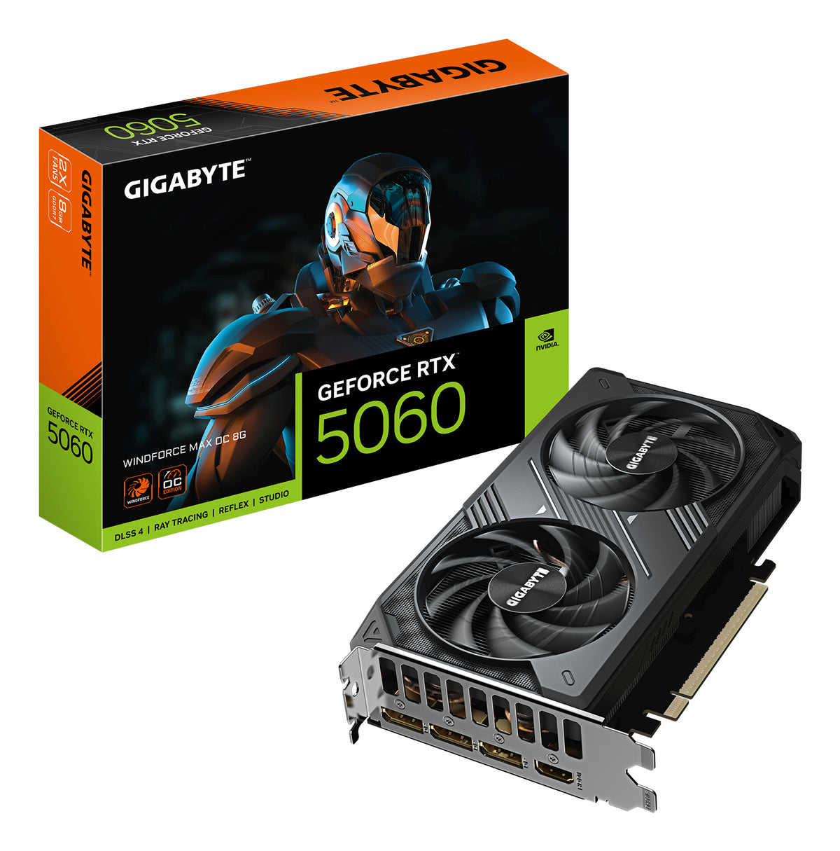 Gigabyte Windforce GeForce RTX 5060 graphics card with two fans