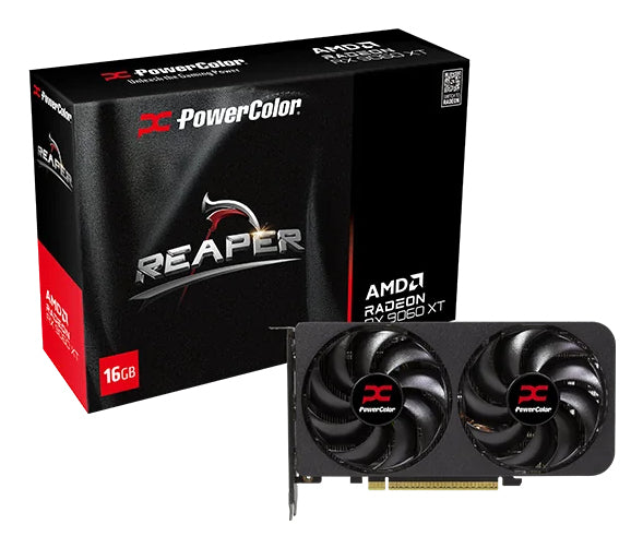 PowerColor Reaper Radeon RX 9060 XT GAMING OC 8G 8GB GDDR6, 128bit, PCI-E 5.0, 3320 MHz Core Clock, 2 x DisplayPort, 1 x HDMI, GV-R9060XTGAMING OC-8GD RX9060XT - RX9060XT 16G-A
